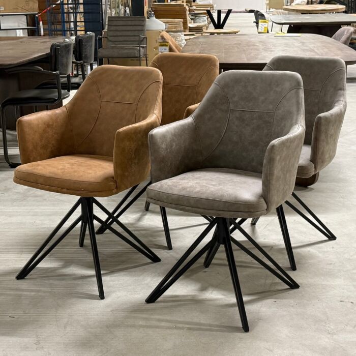 Draaistoel Set Taupe Cognac
