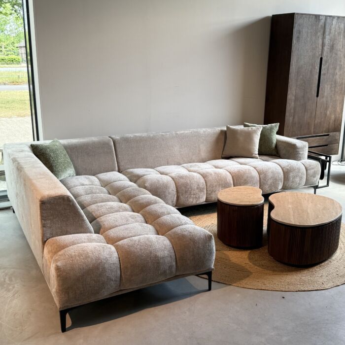 Hoekbank Velours Taupe
